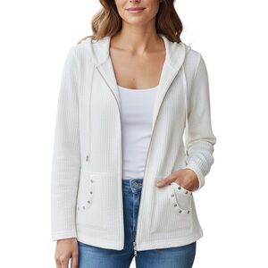 Studio Works Shite Waffle Weave Full Zip Lightweight Jacket
